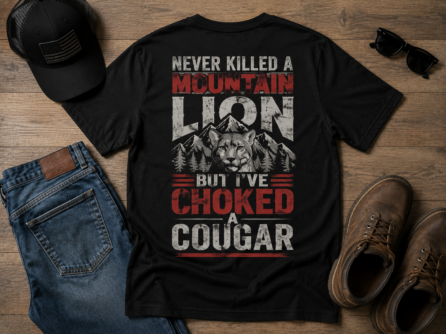 Choked a Cougar Funny Outdoor T-Shirt