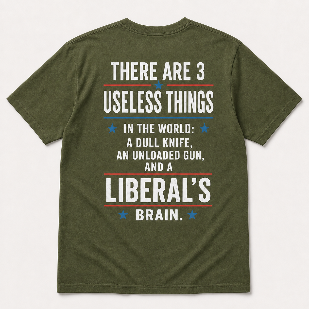 3 Useless Things Liberal’s Brain Funny Political T-Shirt