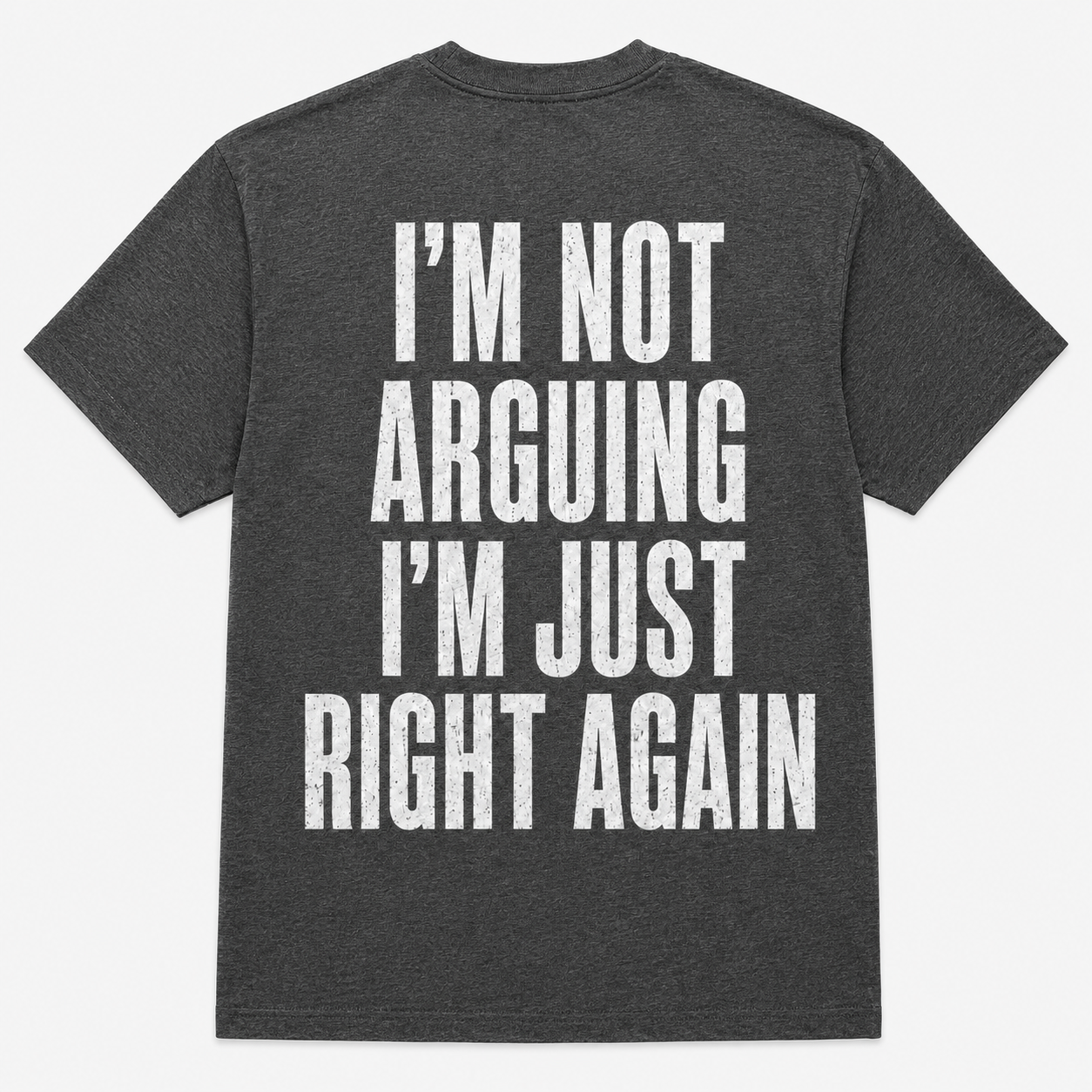I’m Not Arguing, I’m Just Right Again – Funny Sarcastic Back Print T-Shirt