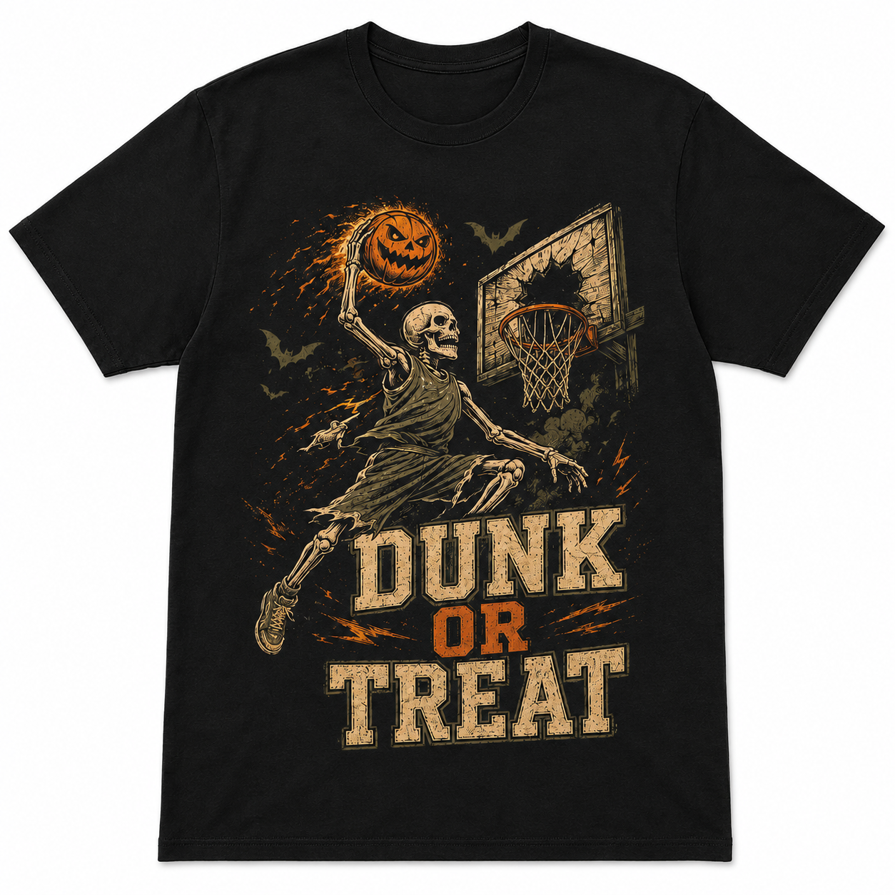 Dunk or Treat Basketball Halloween Skeleton Shirt