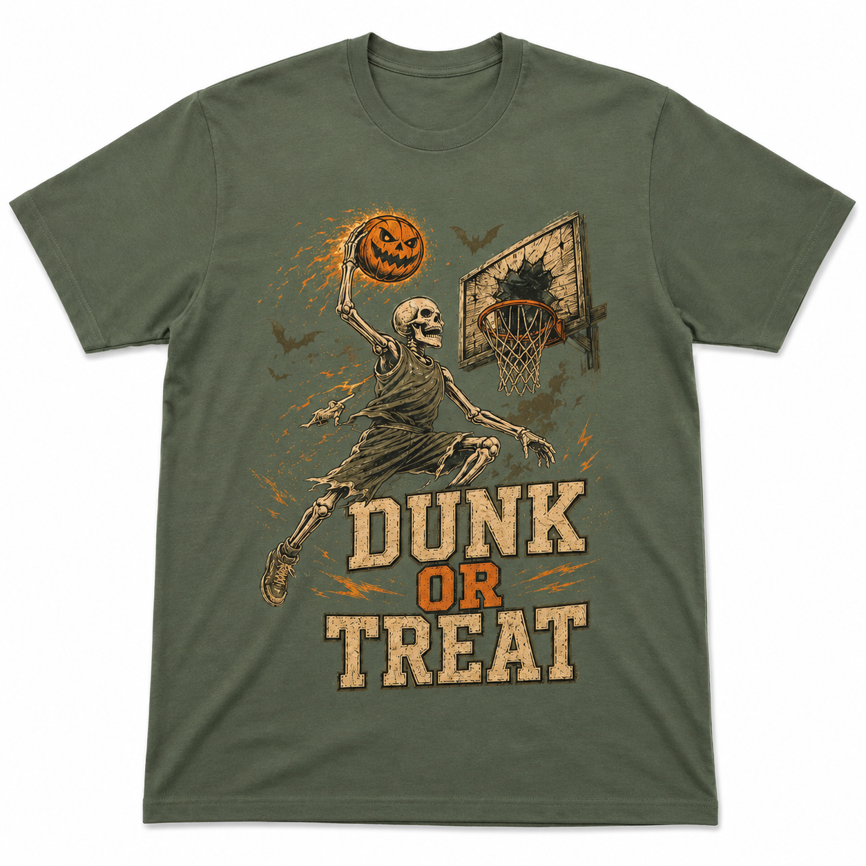 Dunk or Treat Basketball Halloween Skeleton Shirt