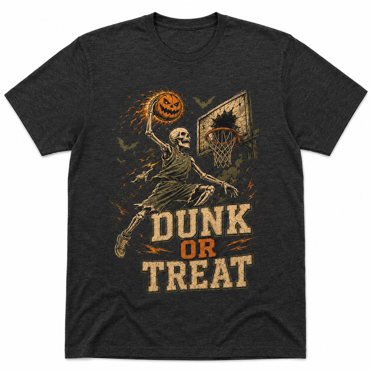 Dunk or Treat Basketball Halloween Skeleton Shirt