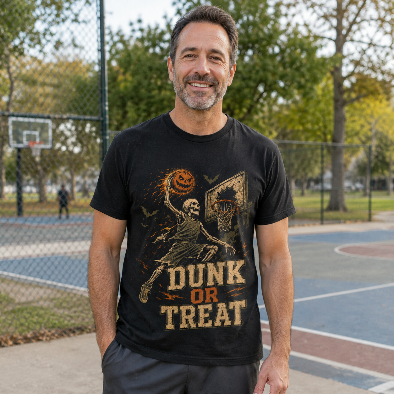 Dunk or Treat Basketball Halloween Skeleton Shirt