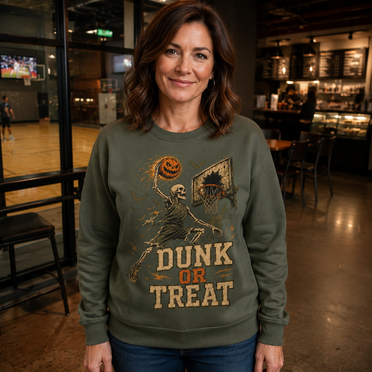 Dunk or Treat Basketball Halloween Skeleton Shirt