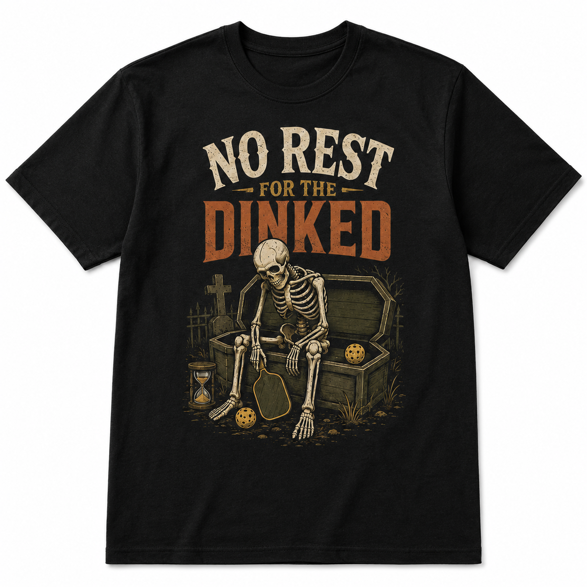 No Rest for the Dinked Pickleball Halloween Skeleton Shirt