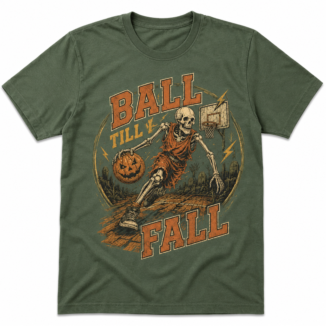 Ball Till I Fall Basketball Halloween Skeleton Shirt