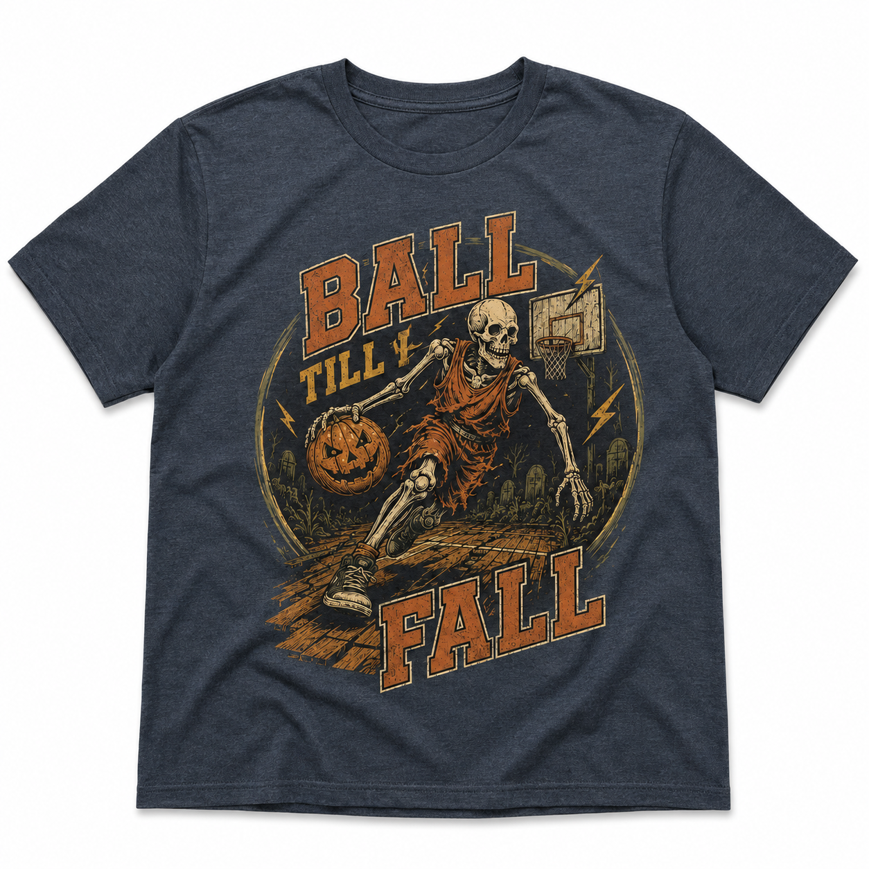 Ball Till I Fall Basketball Halloween Skeleton Shirt