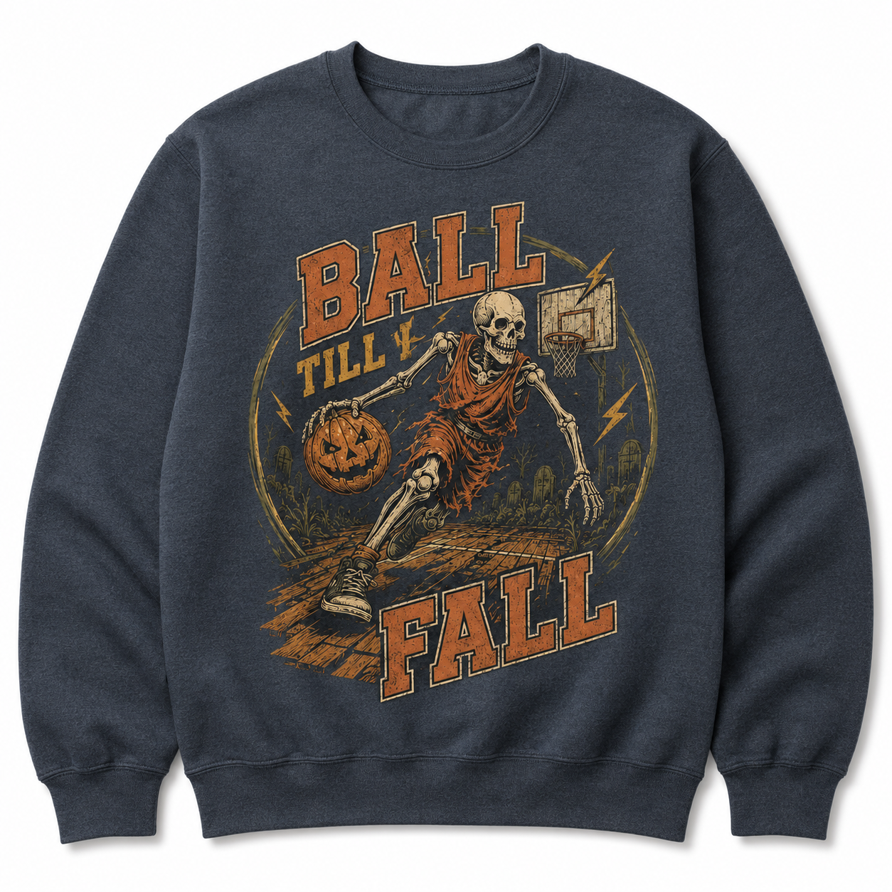 Ball Till I Fall Basketball Halloween Skeleton Shirt