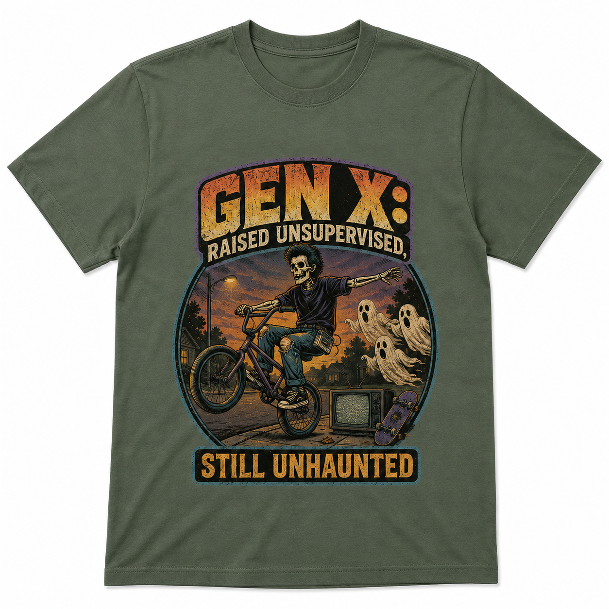 Gen X Raised Unsupervised Still Unhaunted Halloween Shirt