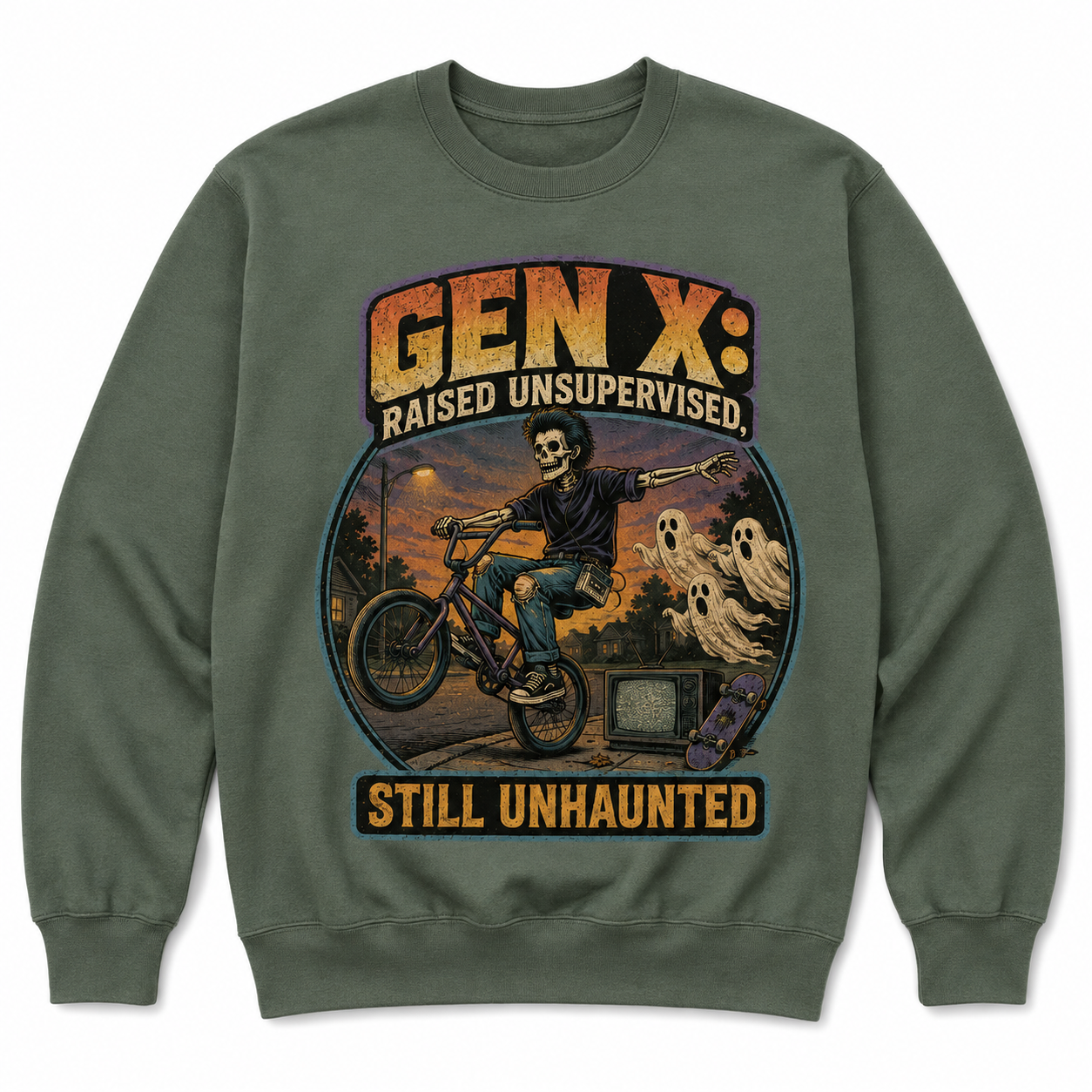 Gen X Raised Unsupervised Still Unhaunted Halloween Shirt