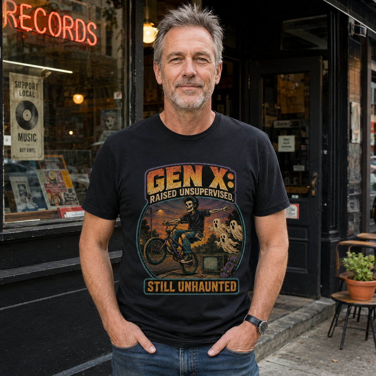 Gen X Raised Unsupervised Still Unhaunted Halloween Shirt