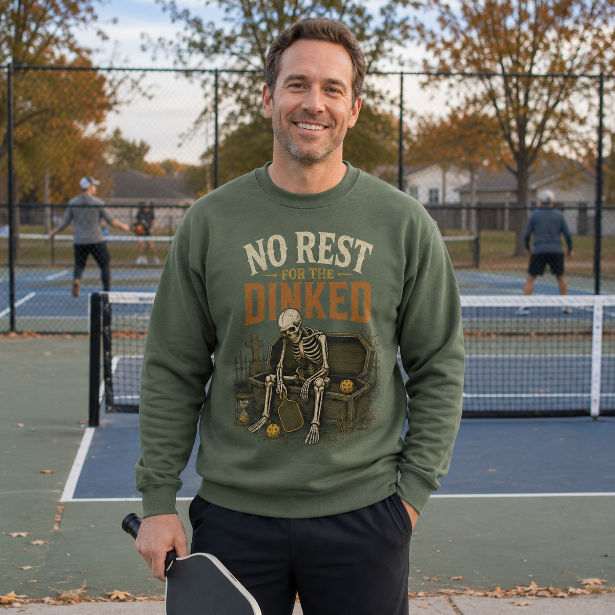 No Rest for the Dinked Pickleball Halloween Skeleton Shirt