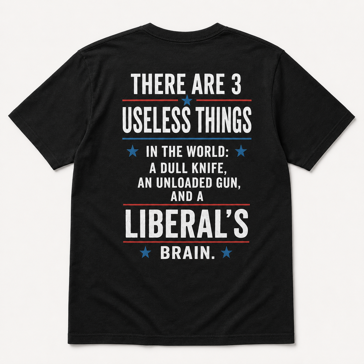 3 Useless Things Liberal’s Brain Funny Political T-Shirt