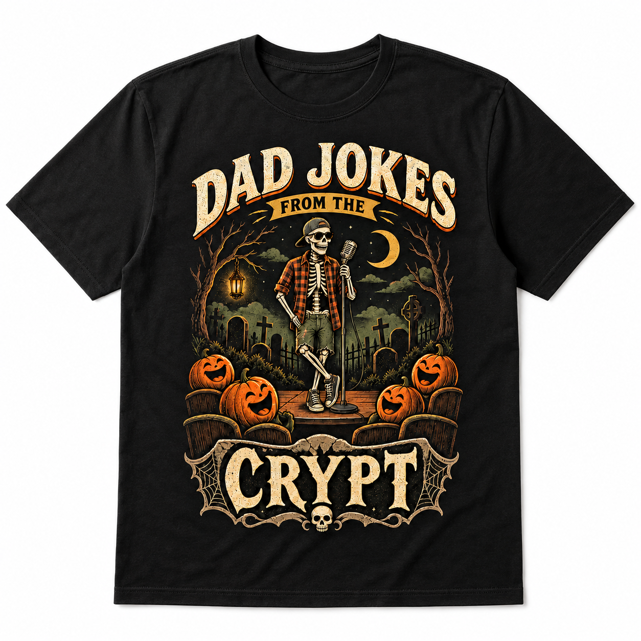 Dad Jokes From the Crypt Halloween Skeleton Shirt
