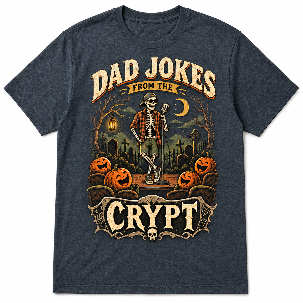 Dad Jokes From the Crypt Halloween Skeleton Shirt