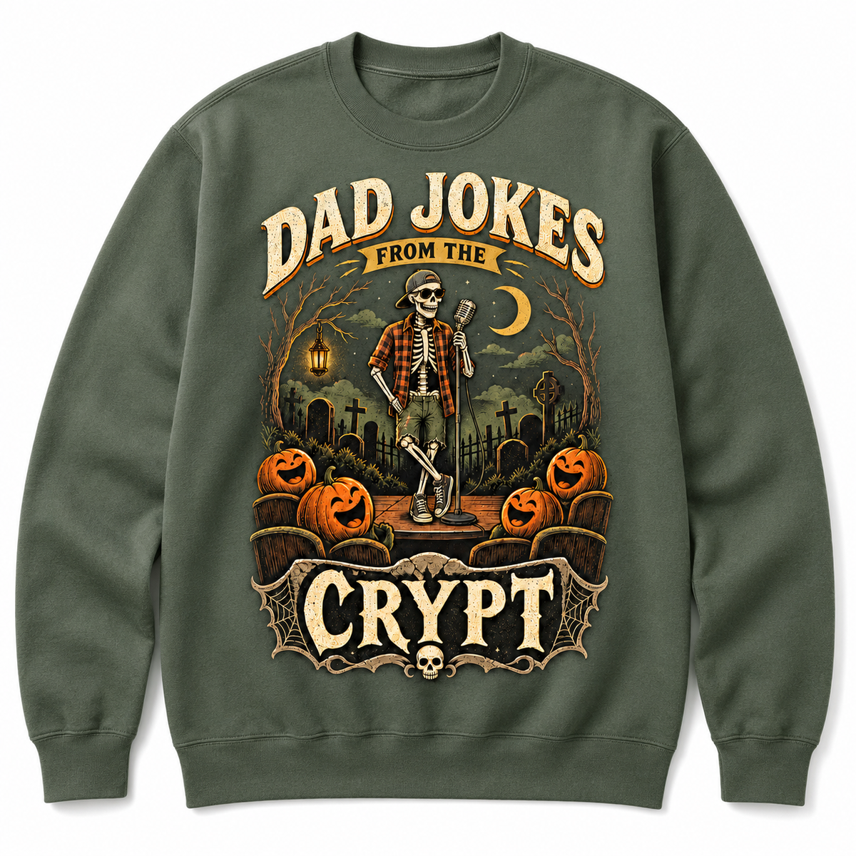 Dad Jokes From the Crypt Halloween Skeleton Shirt