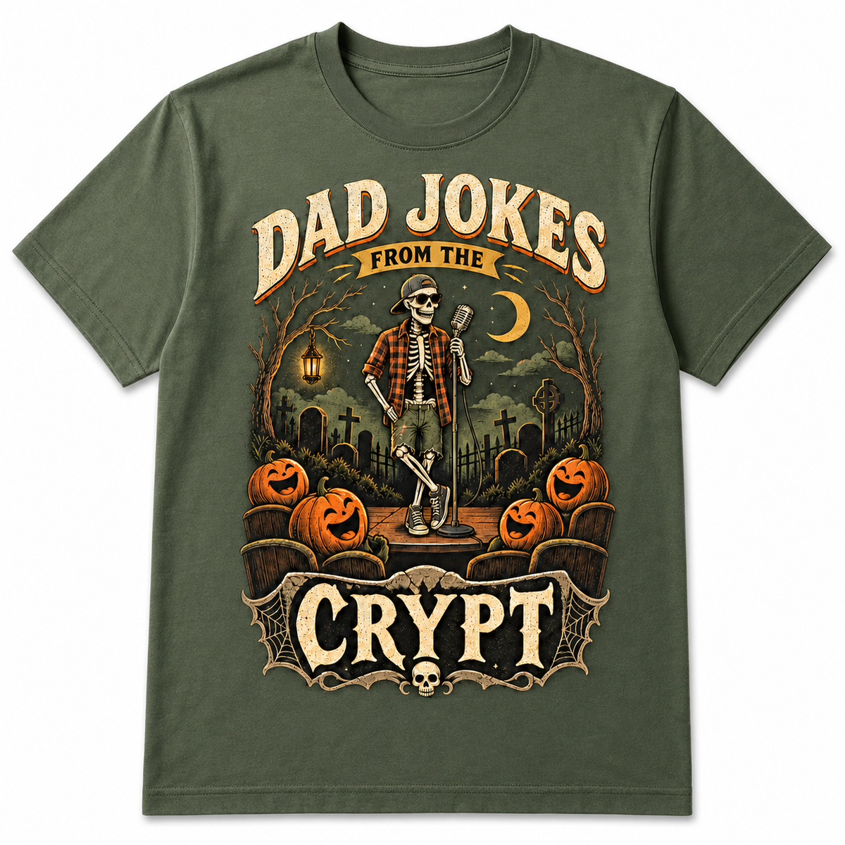 Dad Jokes From the Crypt Halloween Skeleton Shirt