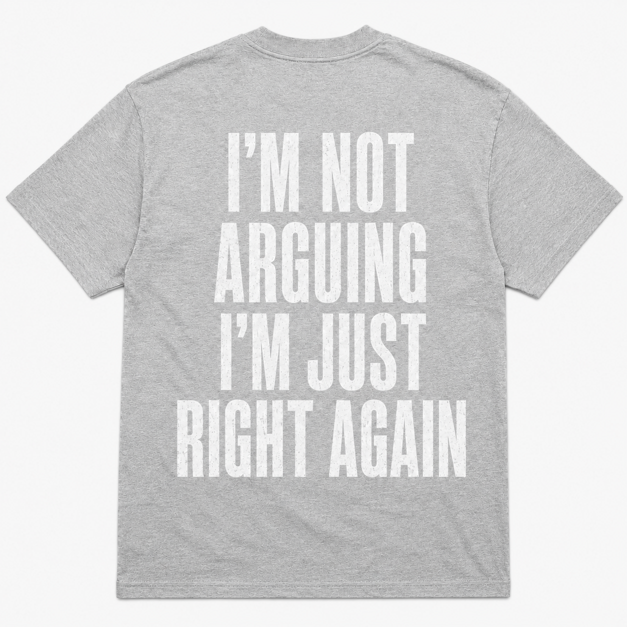 I’m Not Arguing, I’m Just Right Again – Funny Sarcastic Back Print T-Shirt