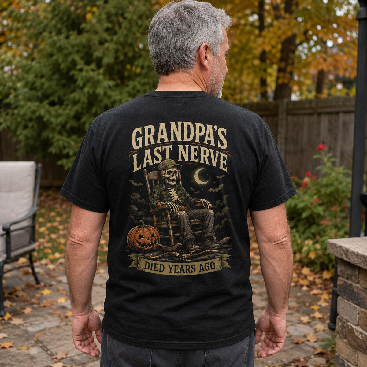 Grandpa’s Last Nerve Died Years Ago Halloween Skeleton Shirt